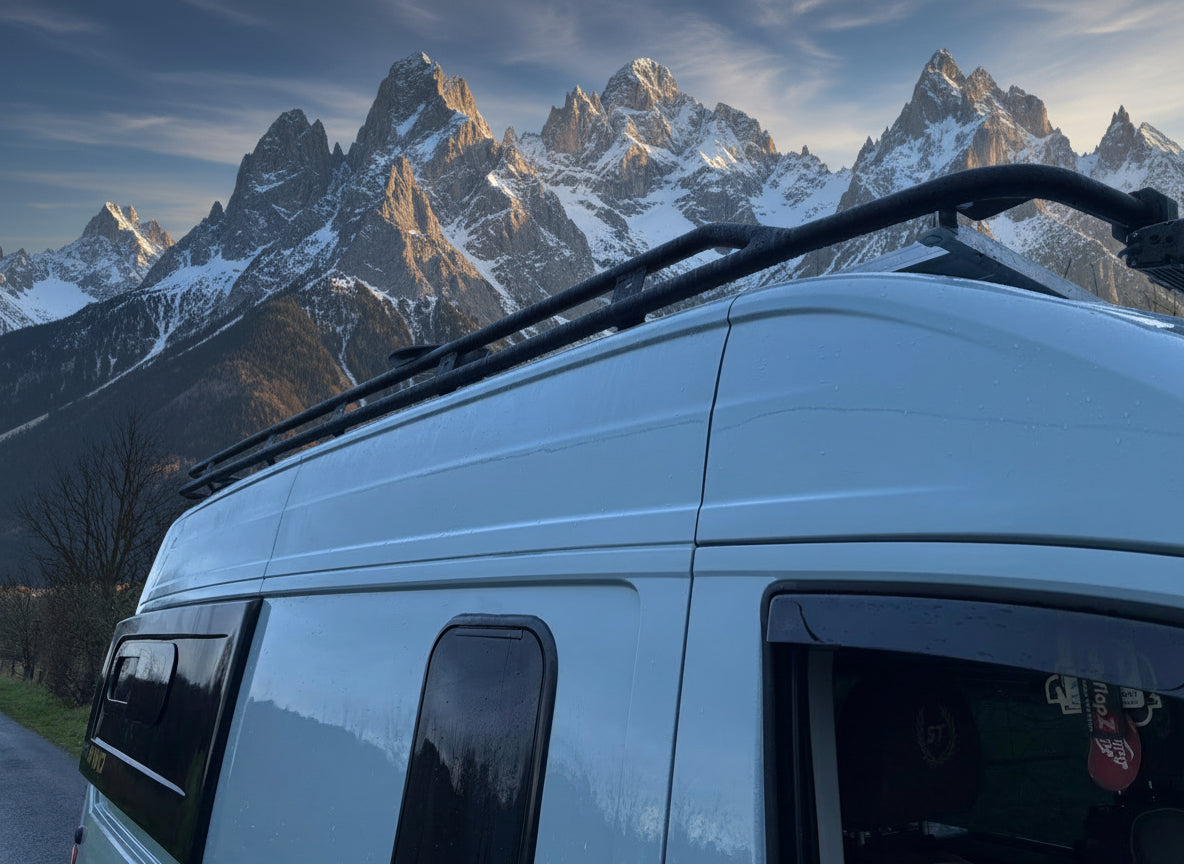 Roof rack, light weight tubular aluminium.