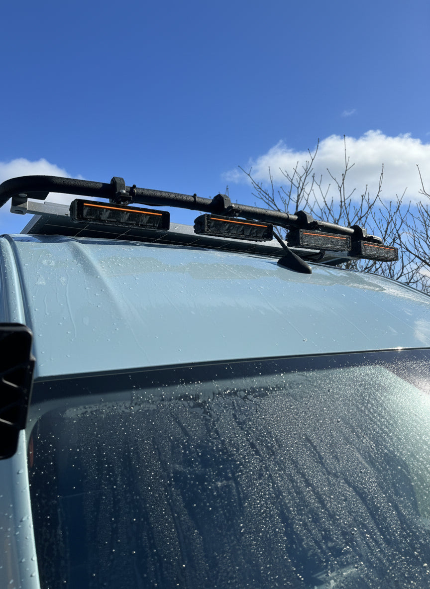 Roof rack, light weight tubular aluminium.