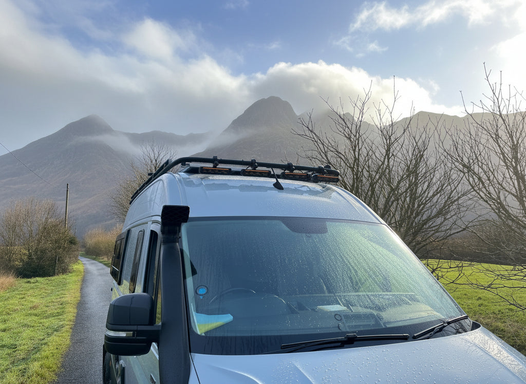 Roof rack, light weight tubular aluminium.