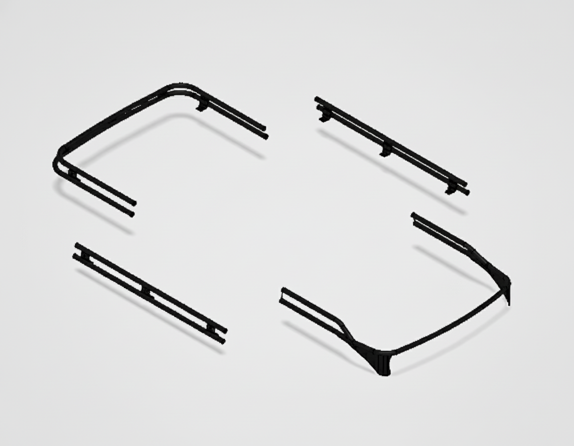 Roof rack, light weight tubular aluminium.